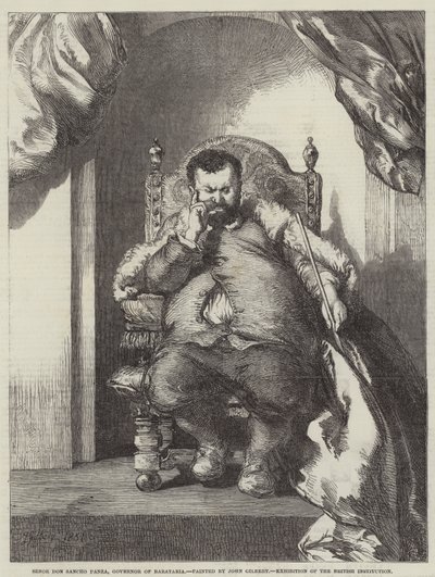 Senor Don Sancho Panza, Governor of Barataria, Exhibition of the British Institution by John Gilbert